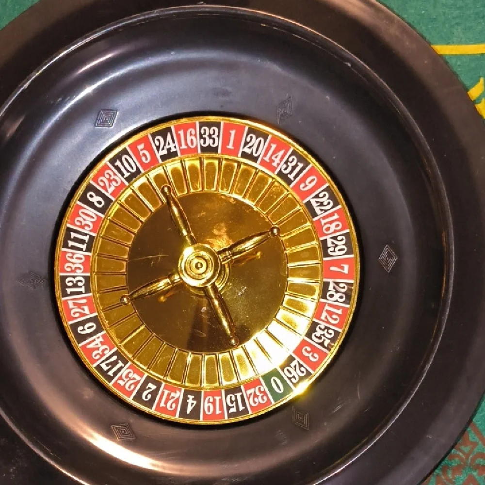 Roulette Game Set with Black and Gold Wheel